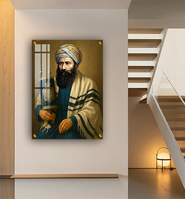 תמונות צדיקים - הבן איש עם טלית וספר תורה קנבס/זכוכית