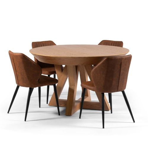 MIRI SET Non-Expandable | סט פינת אוכל עגולה לא נפתחת דגם מירי כולל 4 כיסאות מרופדים