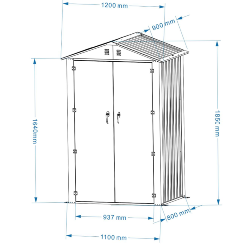 מחסן מתכת פרמיום דגם 1.20X0.90 Garden Top DS1 