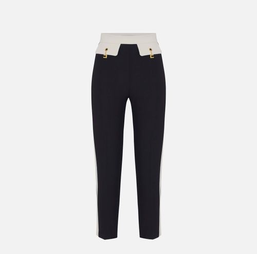 Two-colour trousers in double-layer crêpe fabric - 