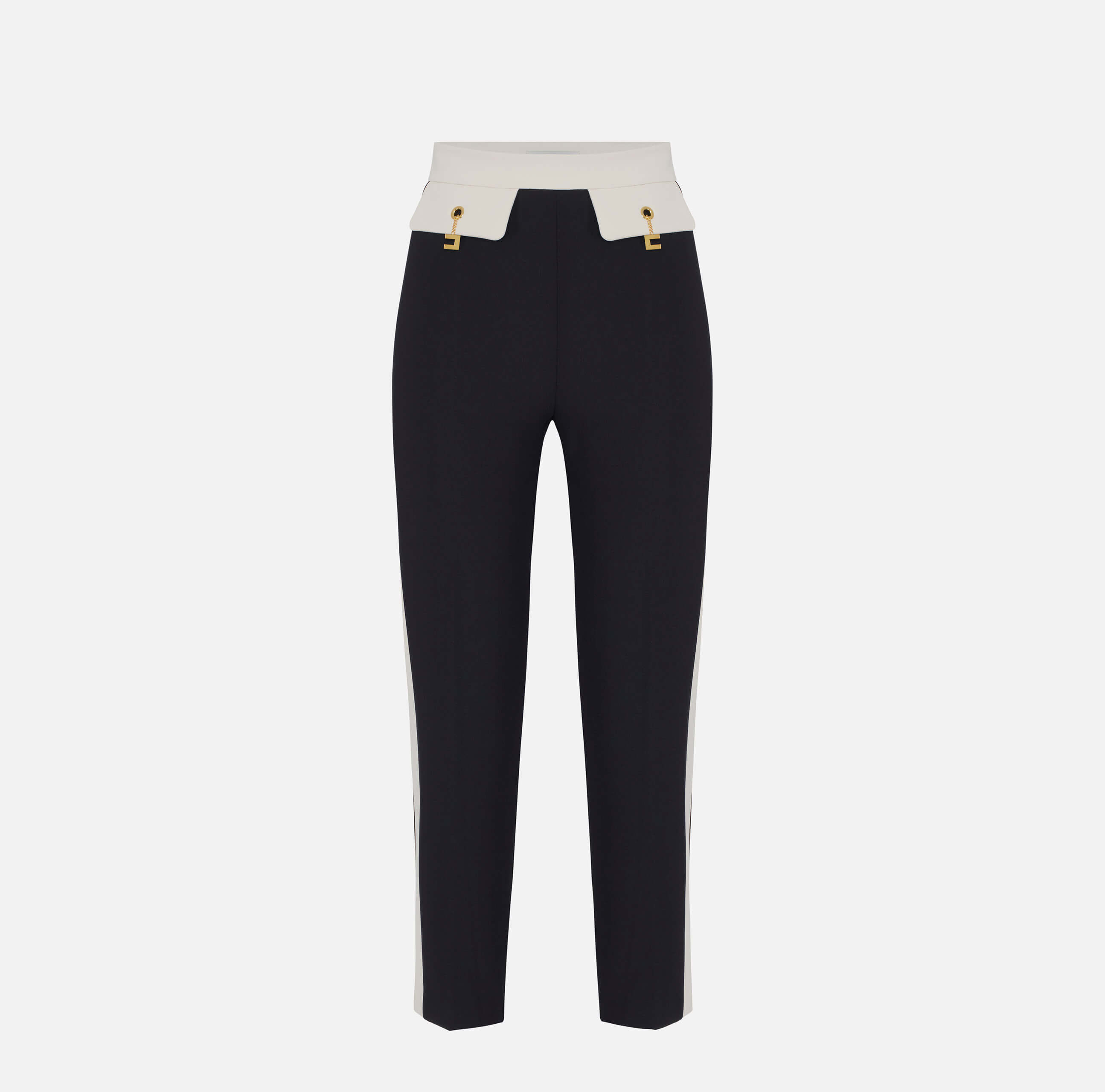 Two-colour trousers in double-layer crêpe fabric - 