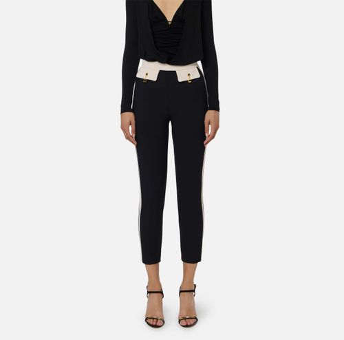 Two-colour trousers in double-layer crêpe fabric - 