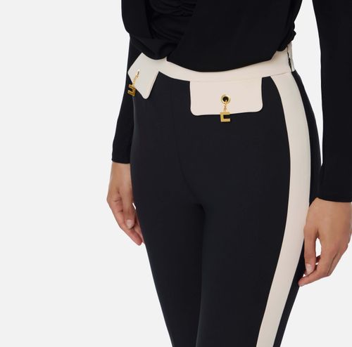 Two-colour trousers in double-layer crêpe fabric - 