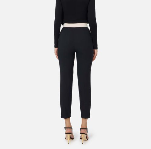 Two-colour trousers in double-layer crêpe fabric - 