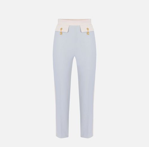 Two-colour trousers in double-layer crêpe fabric