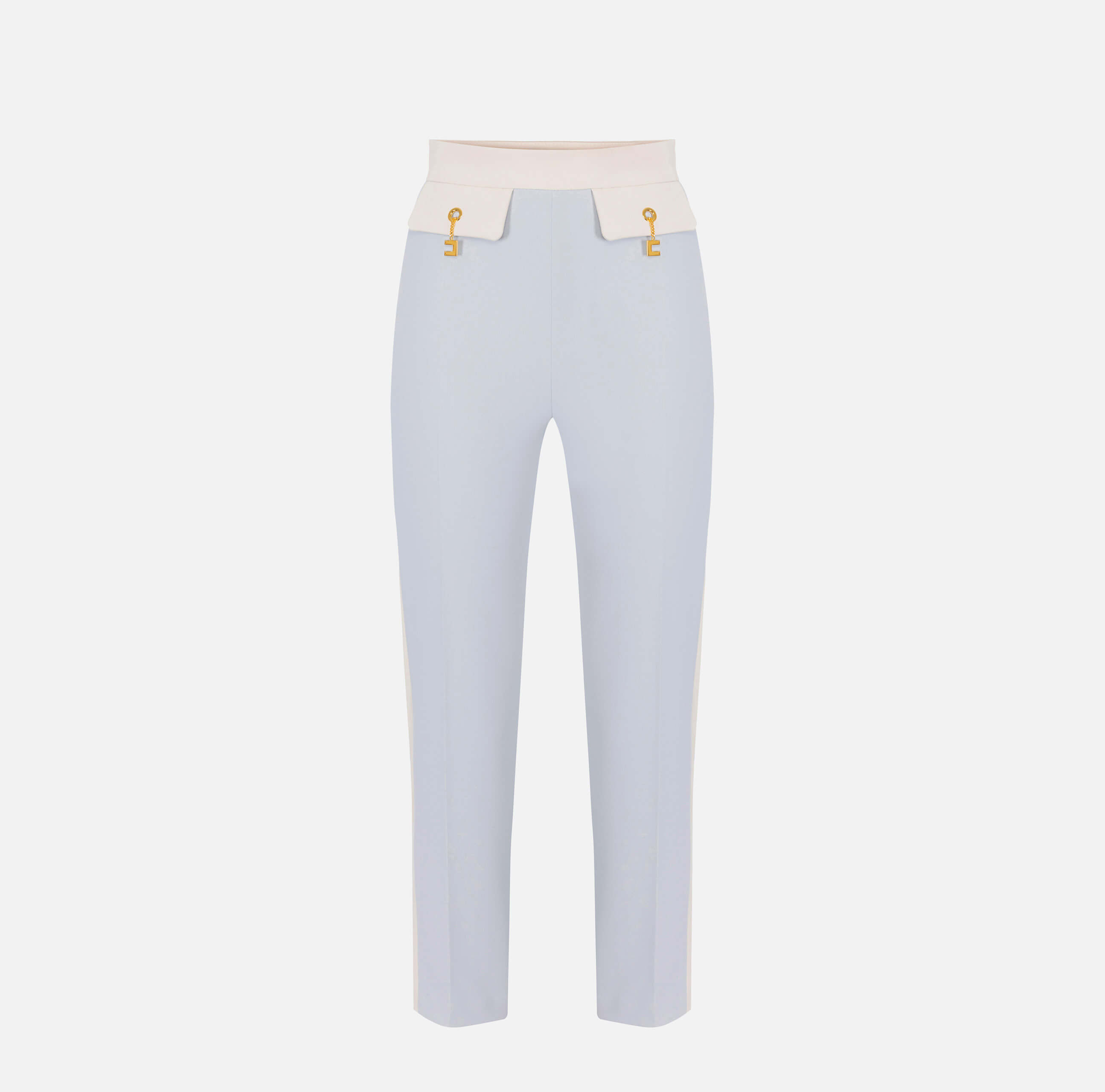 Two-colour trousers in double-layer crêpe fabric