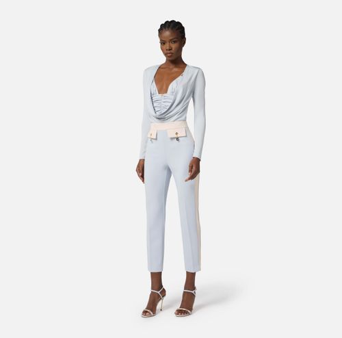 Two-colour trousers in double-layer crêpe fabric