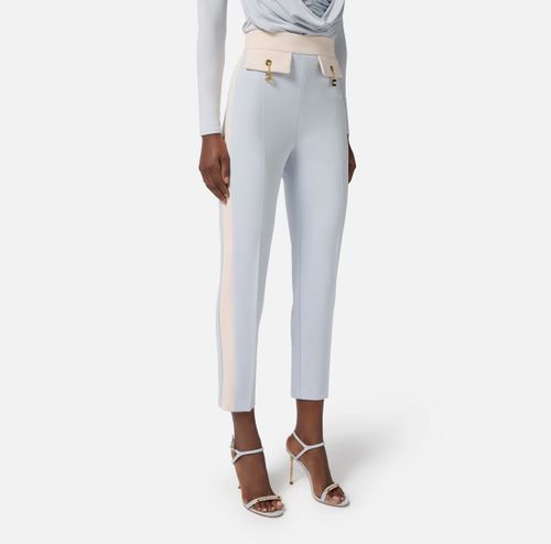 Two-colour trousers in double-layer crêpe fabric