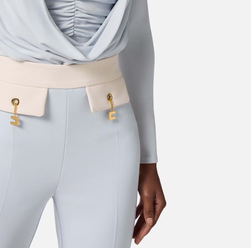 Two-colour trousers in double-layer crêpe fabric