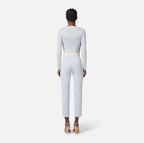 Two-colour trousers in double-layer crêpe fabric