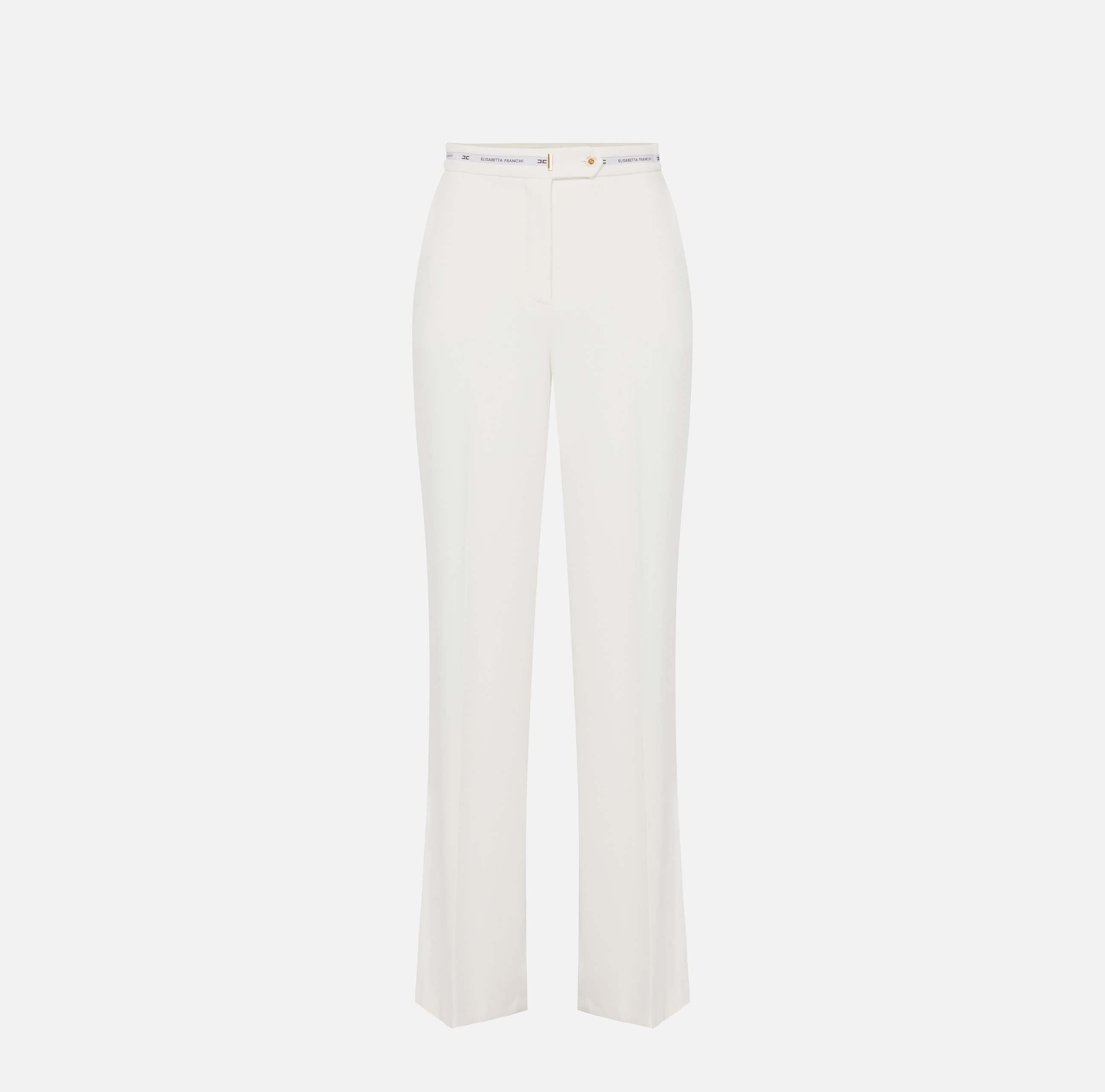 Trousers in lightweight crêpe fabric with logo ribbon
