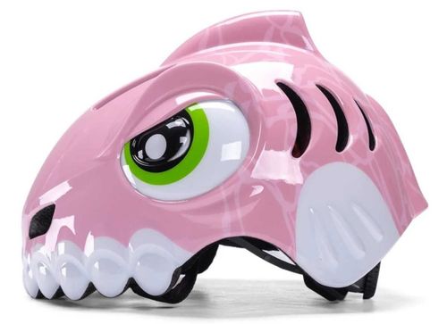 קסדת ילדים מעוצבת עם מנגנון התאמה, ופתחי איוורור לגיל 3 ומעלה - כריש ורוד