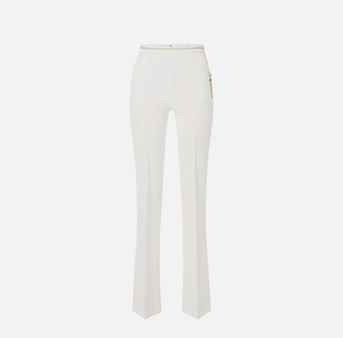 Trousers in lightweight crêpe fabric with jewel chain