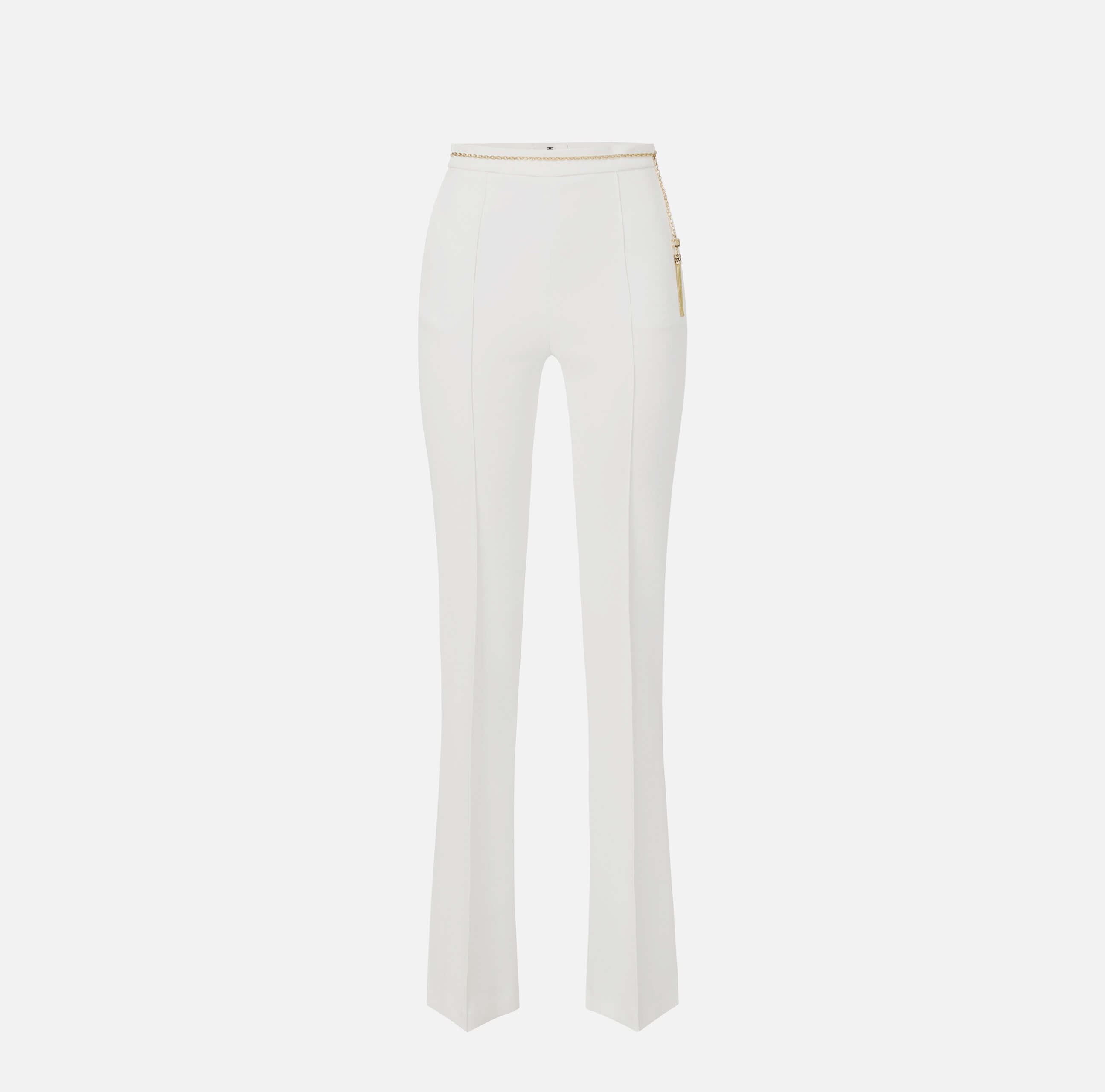 Trousers in lightweight crêpe fabric with jewel chain