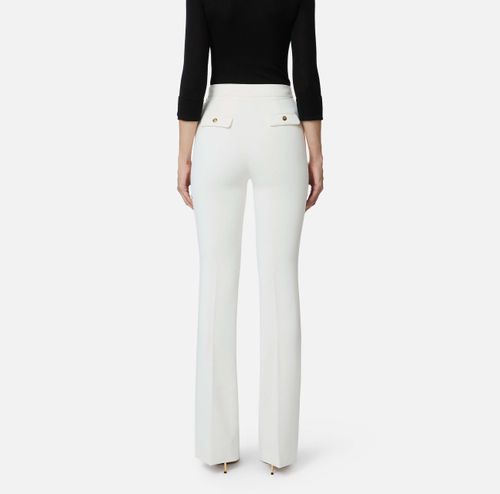 Trousers in lightweight crêpe fabric with jewel chain