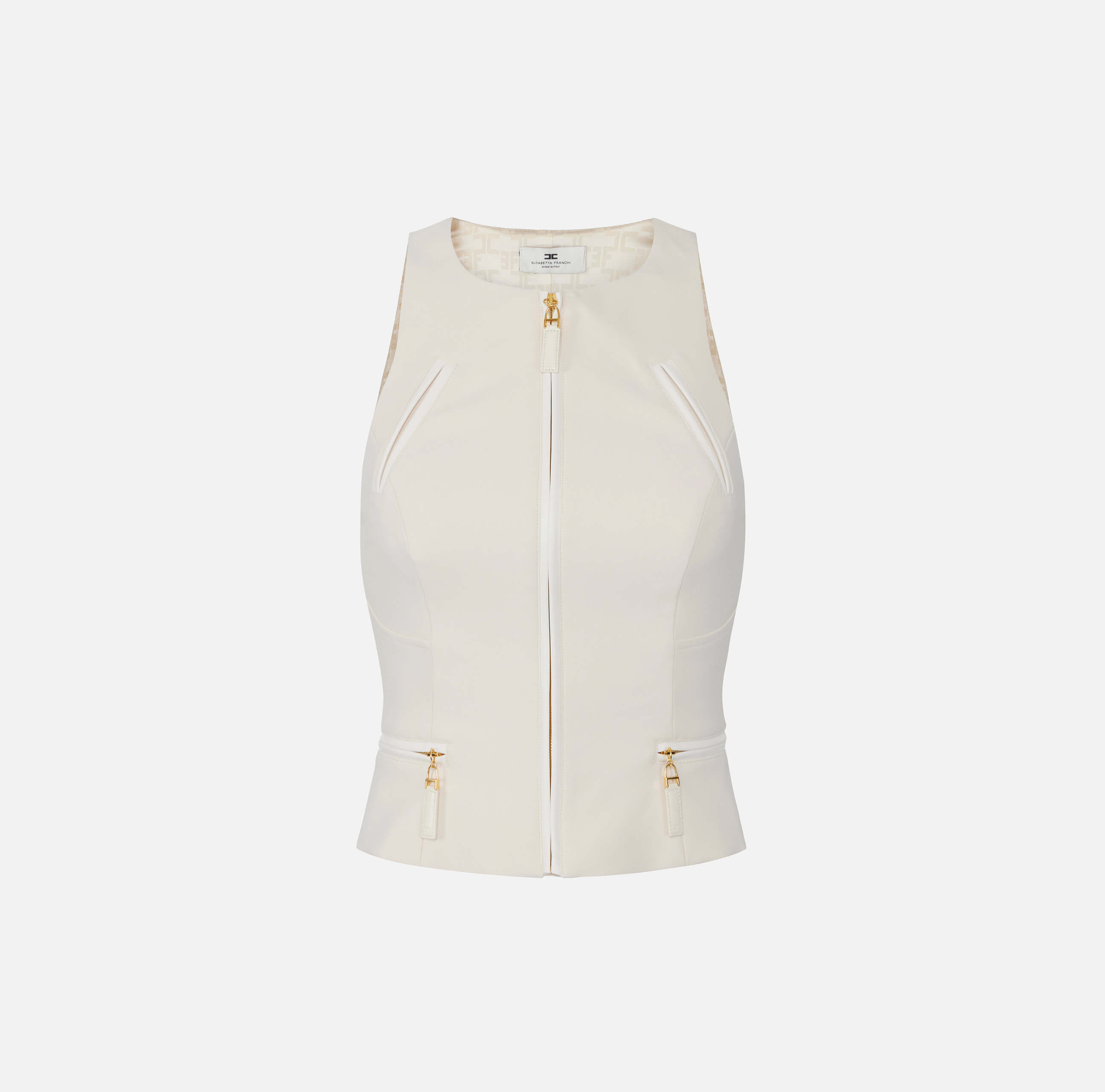 Top in double-layer crêpe fabric with zip details