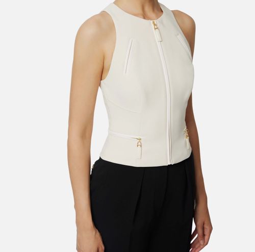 Top in double-layer crêpe fabric with zip details