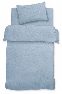 סט מצעים 3 חלקים למיטת מעבר מבד 100% כותנה - תכלת נקודות