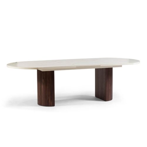MILAN SET | סט פינת אוכל אובלית נפתחת דגם מילאן כולל 6 כיסאות מעץ עם מושב מרופד