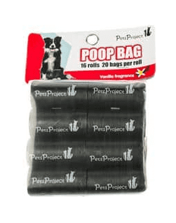 שקיות איסוף צרכים שחורות Pets Project – 16 גלילים × 20 שקיות (320 יח') | מולי חיות מחמד