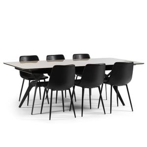 BADOLINA SET Non-Expandable | סט פינת אוכל מלבנית לא נפתחת דגם בדולינה כולל 6 כיסאות מרופדים