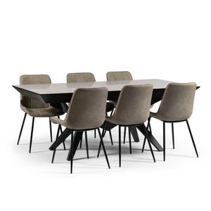 NIKOS SET Non-Expandable | סט פינת אוכל מלבנית לא נפתחת דגם ניקוס כולל 6 כיסאות מרופדים