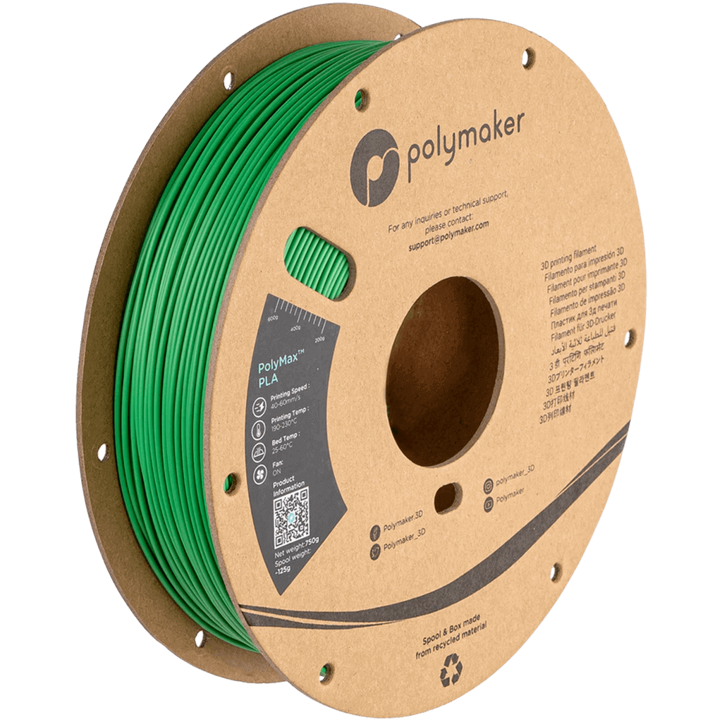 פילמנט ירוק מחוזק סיבים 750 גרם 1.75 מ"מ - PolyMax Tough PLA Green