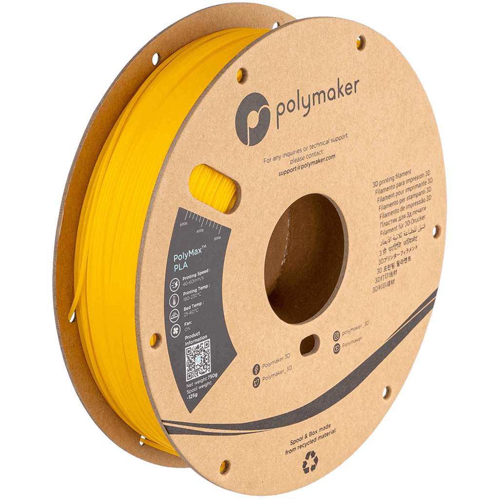פילמנט צהוב מחוזק סיבים 750 גרם 1.75 מ"מ - PolyMax Tough PLA Yellow