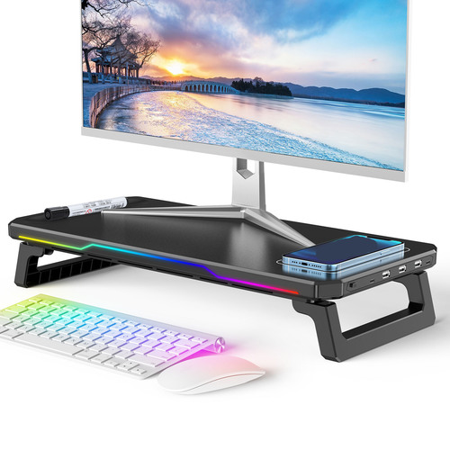 מעמד למסך עם תאורה ומפצל USB