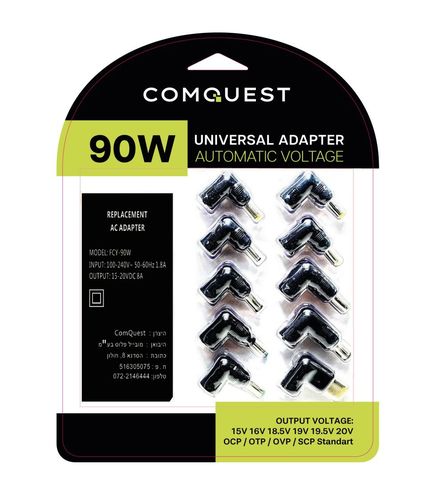ספק כח אוניברסלי למחשבים ניידים 90W דגם FCY-90W חברת ComQuest