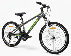 אופני הרים קלים לילדים ונוער SAFEWAY T200 במידה "24 עם שלדת אלומיניום, 21 הילוכים ובולם זעזועים קדמי - אפור
