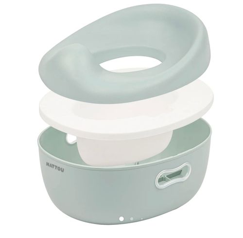 סיר גמילה רב תכליתי 3 ב 1 הופך לישבנון ומדרגון בעל מגן מונע התזה - ירוק מרווה