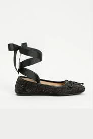 Ballet flats with Oval T embroidery and rhinestones