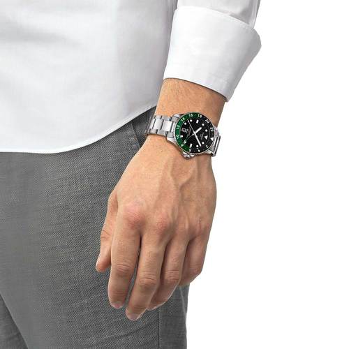 Tissot T1208521105100 SEASTAR GMT גברים 300 מטר צלילה