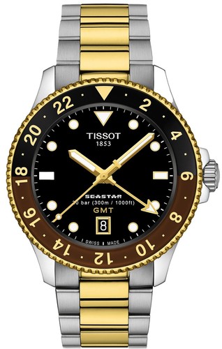 Tissot T1208522205100 SEASTAR GMT גברים 300 מטר צלילה