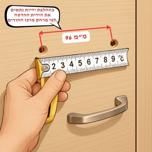 ידית למקרר אינטגרלי, דגם WMN845 | מרחק חורים 32 ס