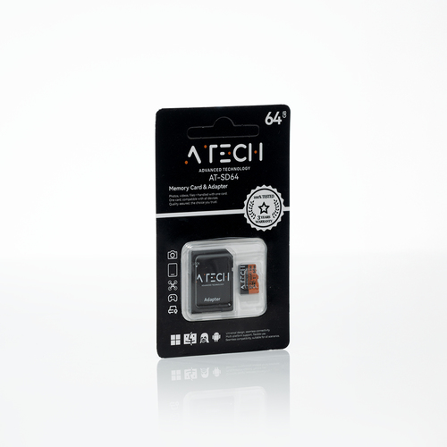 כרטיס זיכרון MicroSD בנפח 64GB – דגם AT-SD64 מבית ATech