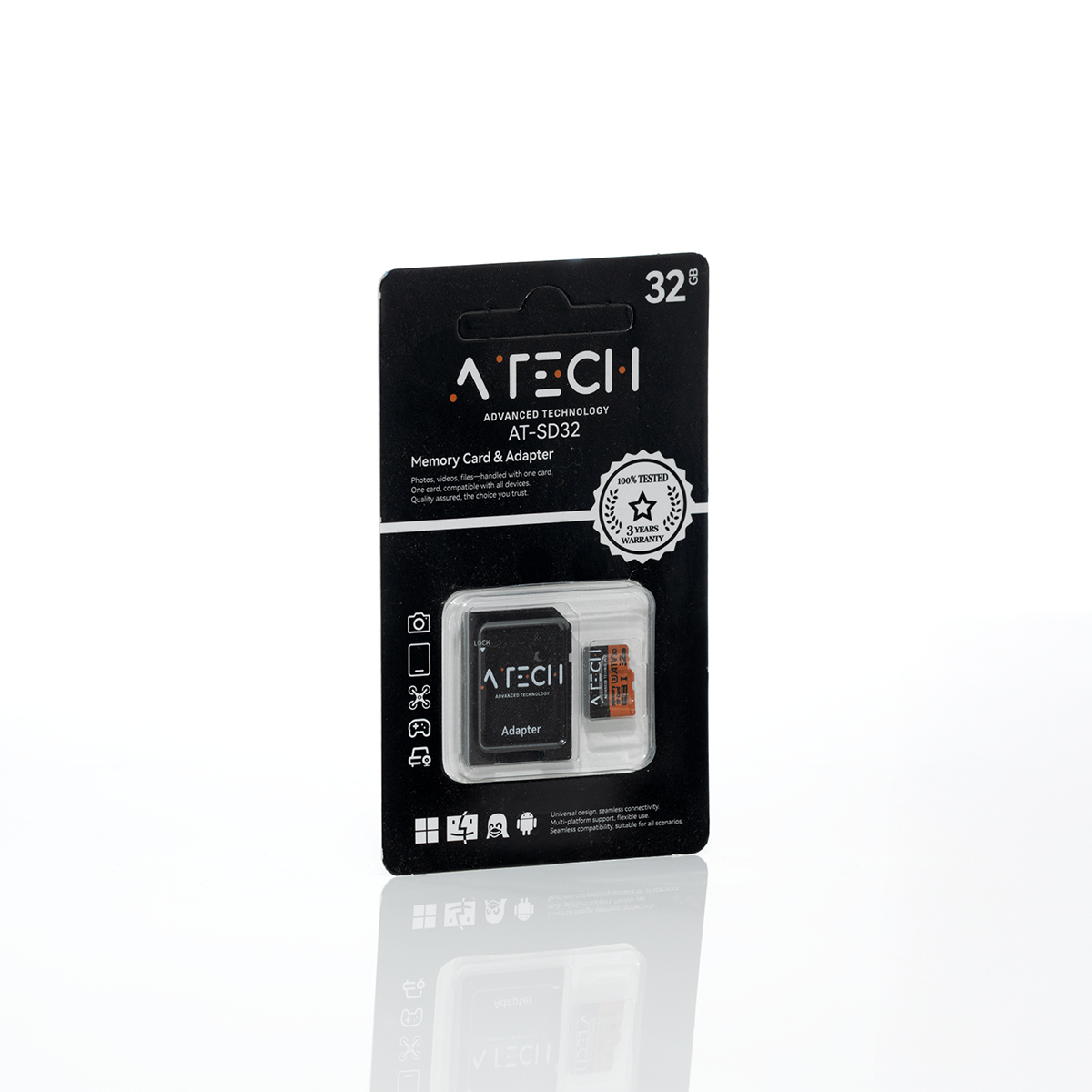 כרטיס זיכרון MicroSD בנפח 32GB – דגם AT-SD32 מבית ATech