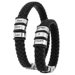 צמיד עור לגבר תליונים שטוחים משולב גומיות BL jewelry