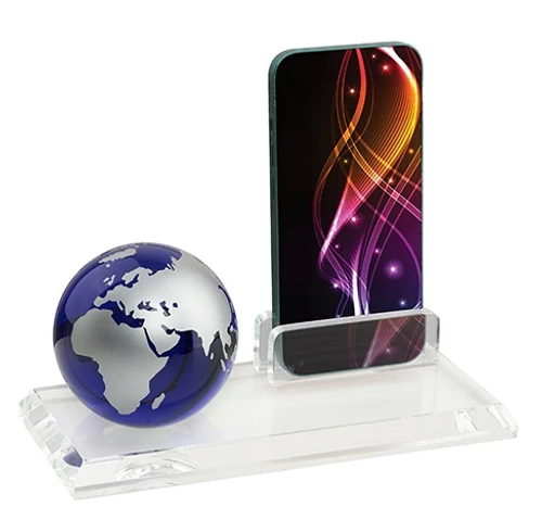 מעמד קריסטל גלובוס עם מעמד לכרטיסי ביקור | טלפון נייד