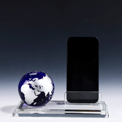 מעמד קריסטל גלובוס עם מעמד לכרטיסי ביקור | טלפון נייד