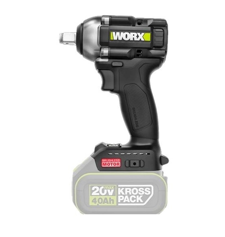 מברגת מפתח בוקסה 1/2 20V (N/M) 500 מקצועית WU289.9 + שתי סוללות WORX 