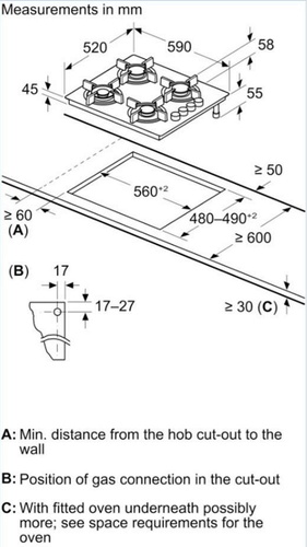 כיריים גז BOSCH POH6B6K30Y