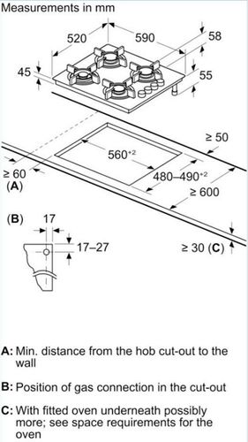 כיריים גז BOSCH PCH6A5I90Y