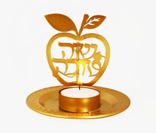 מעמד זהב דקורטיבי לנר ממתכת לראש השנה