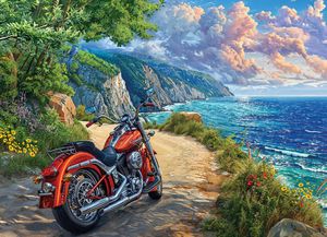פאזל איכותי 500 חלקים - אופנוע בקו החוף
