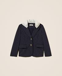 Pinstripe blazer with hood