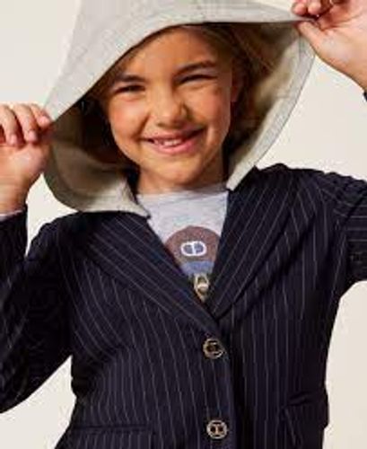 Pinstripe blazer with hood