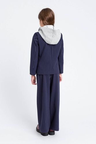 Pinstripe blazer with hood