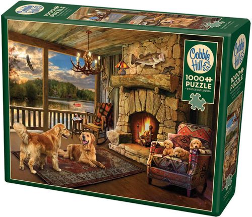 פאזל איכותי 1000 חלקים - כלבים בבקתה